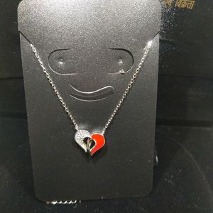 925 Sterling Silver Red ♥️&amp; White🤍 Heart Necklace