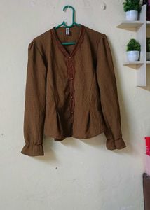 Elegant Brown Textured Blouse