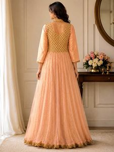 Elegant Peach party wear gown