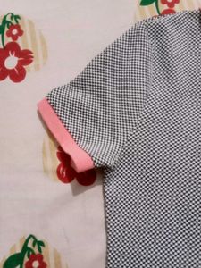 Gray &amp; Pink Zip Polo Dress