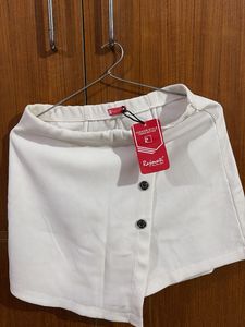 White Asymmetrical Skort