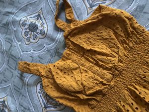 Mustard Yellow Eyelet Cami Top