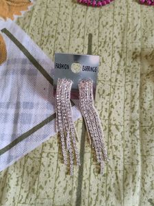 Stone and Oxidised Earring