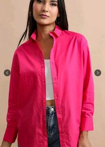 Vibrant Pink Oversized Button-Up Shirt
