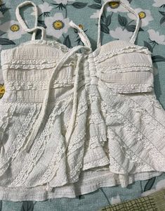 Cream White Lace Trim Cami Top
