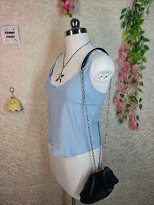 Cute Light Blue Scalloped Cami Top