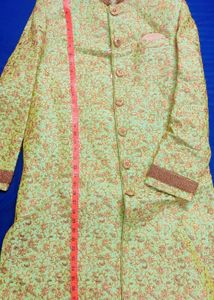 Embroidery Men Sherwani With Golden Pent