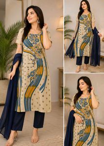 new Navy Blue 💙 dress with full dupatta salwar