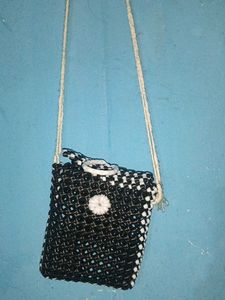 Stylish Black &amp; White Beaded Bag