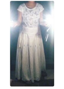 Boho Cream &amp; Blue Floral Skirt