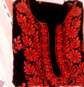 Black Kurta with Red Embroidery