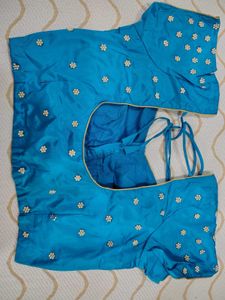 Elegant Blue Embellished Blouse