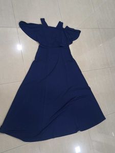 Navy Blue Cold Shoulder Maxi Dress