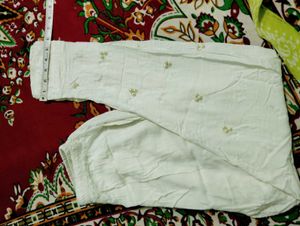 Embellished White Comfort Pants