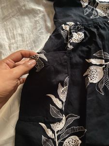 Chic Black Lemon Print Cotton Dress