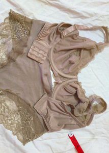 Very Beautiful Satin Embroidery Bra With Brief