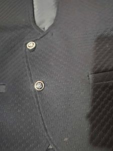 Boys Navy Quilted Nehru Jacket Vest