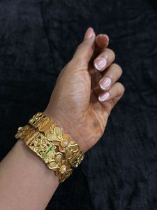 Exquisite Gold Bangles with Enamel