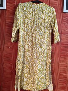 Stylish Yellow &amp; White Kurti Dress