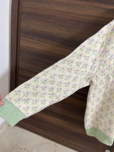 ZARA Pastel Floral Knit Cardigan