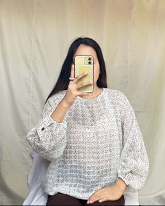 White Polka Dot Top