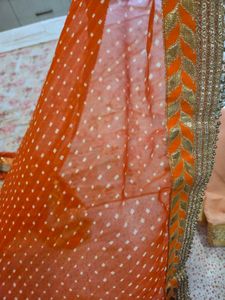 Vibrant Orange dupatta with Embellished Border