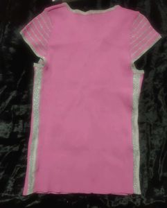 Pink Glitter Trim Top - Size Small