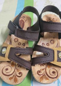 Purma Brown Fancy Sandals for Girls (Size 8)