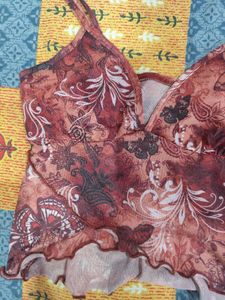 Sheer Floral Print Cami Top