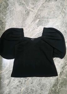 Chic Black Puff Sleeve Top