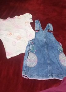 Cute Denim Pinafore Dress & Top Set 💥