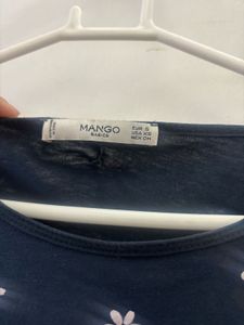Mango Navy Floral Print T-Shirt