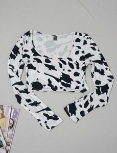 Cow Print Long Sleeve Top
