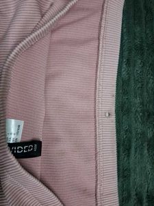 H&amp;M Soft Pink Striped Off-Shoulder Top