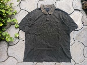 Armani exchange Men's Grey Striped Polo Shirt