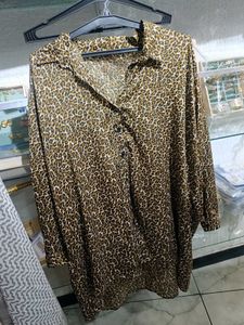 Leopard Print Button-Up Shirt