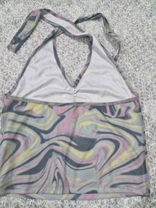 Swirl Print Halter Neck Top