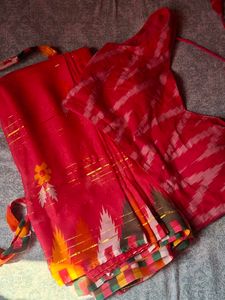 Hot pink Saree