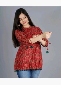 short kurti with lace in hand