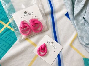 Chic Pink Knot Hoop Earrings