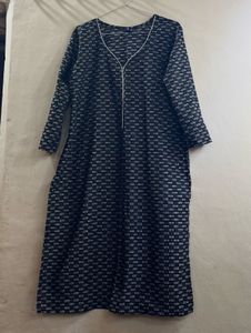 Elegant Black &amp; White Geometric Print Kurta