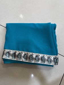 Teal Saree with Embellished Border