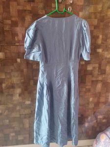 Light Blue Puff Sleeve Midi Dress (New)