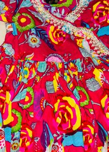 Vibrant Floral Print Kurta Set