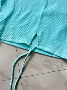 Ribbed Drawstring Crop Top