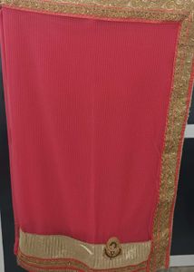 Embroidery Pink Saree With Blouse