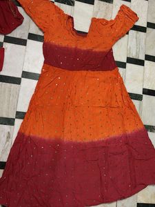Orange & Red Ombre Ethnic Gown