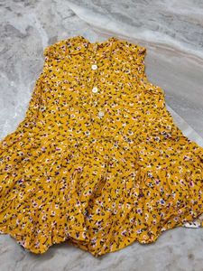 Yellow Floral Sleeveless Top