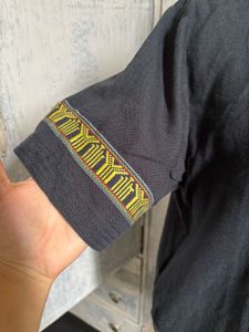 Black Ethnic Kurta with Golden Border