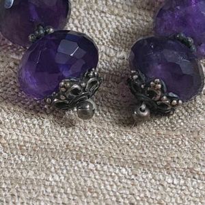 92.5 Amethyst Beaded Dangle Earrings